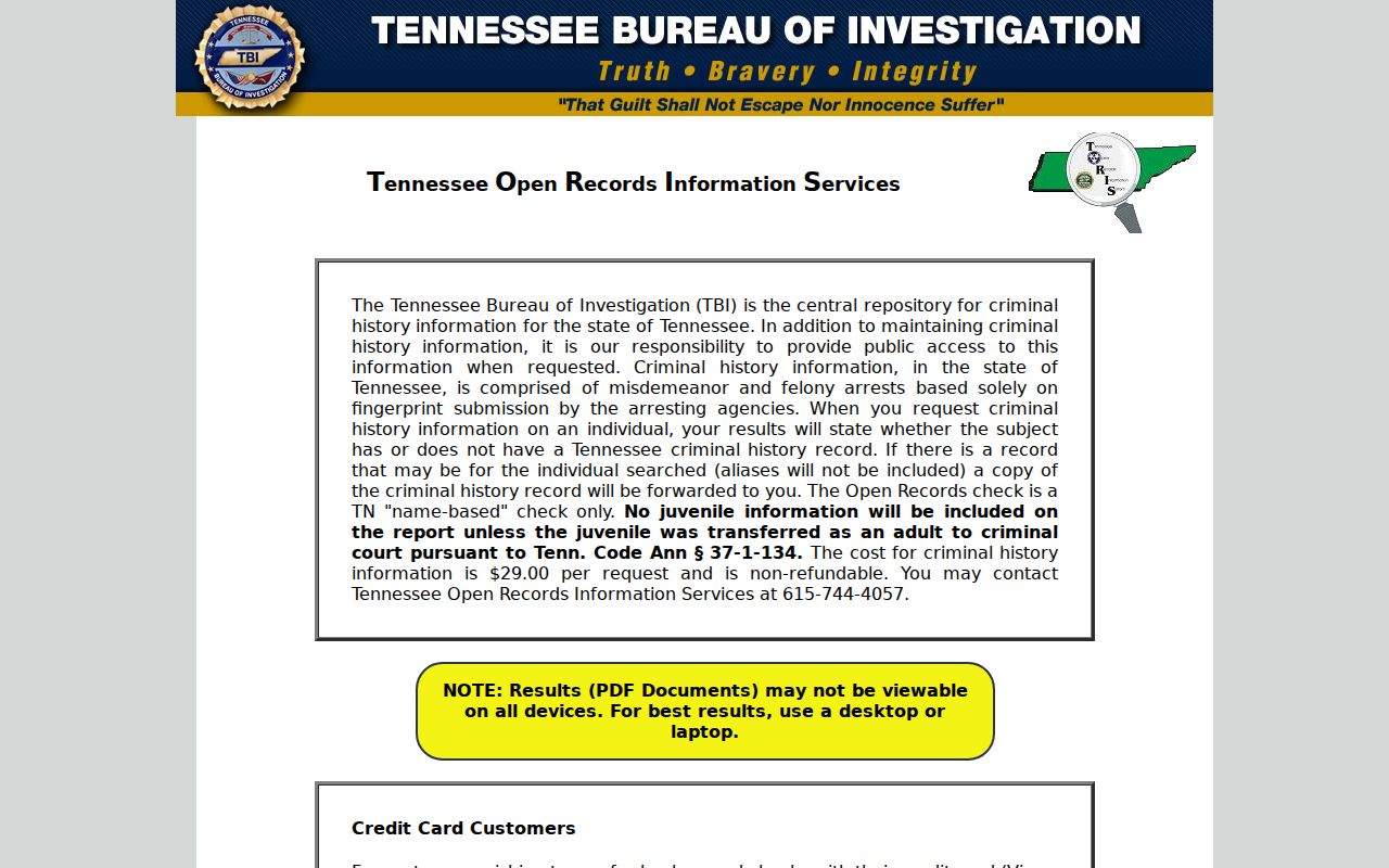 Robertson County criminal history TORIS background search