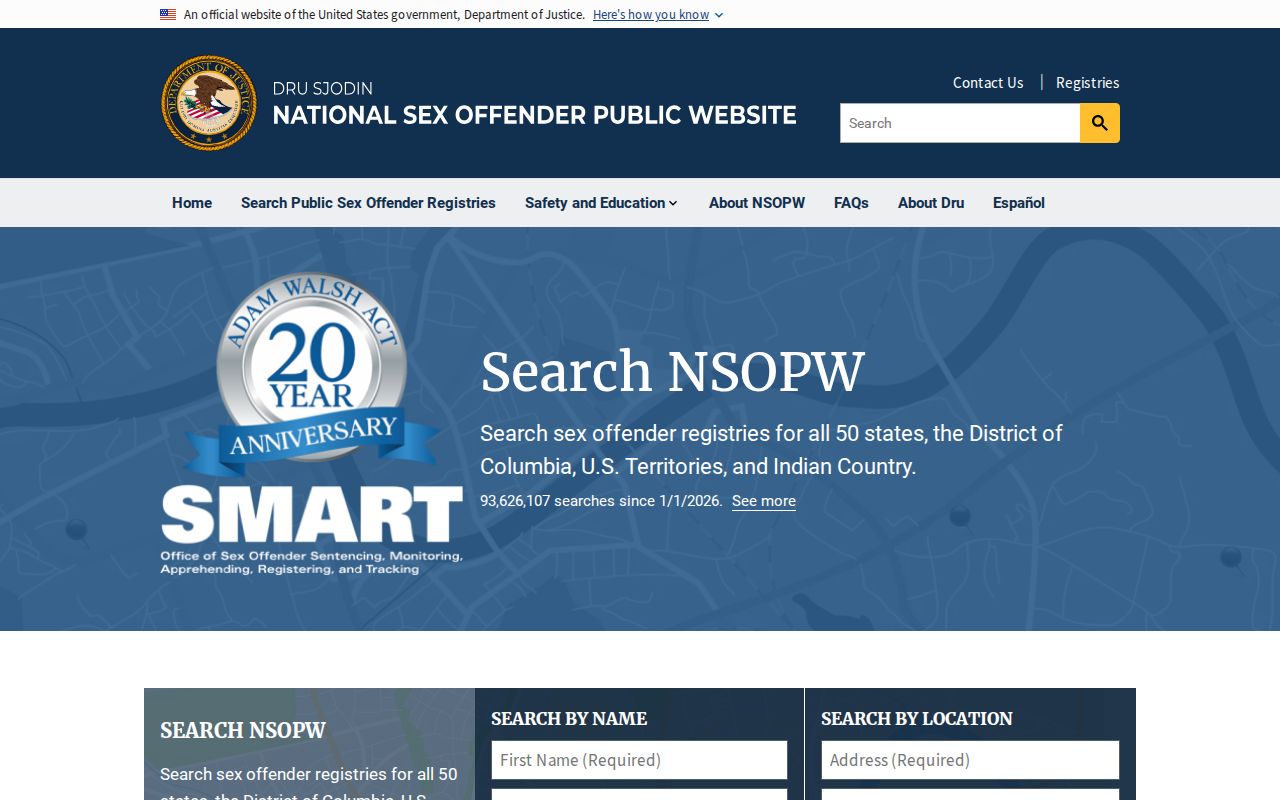 National registry search used with a Robertson County sex offender check