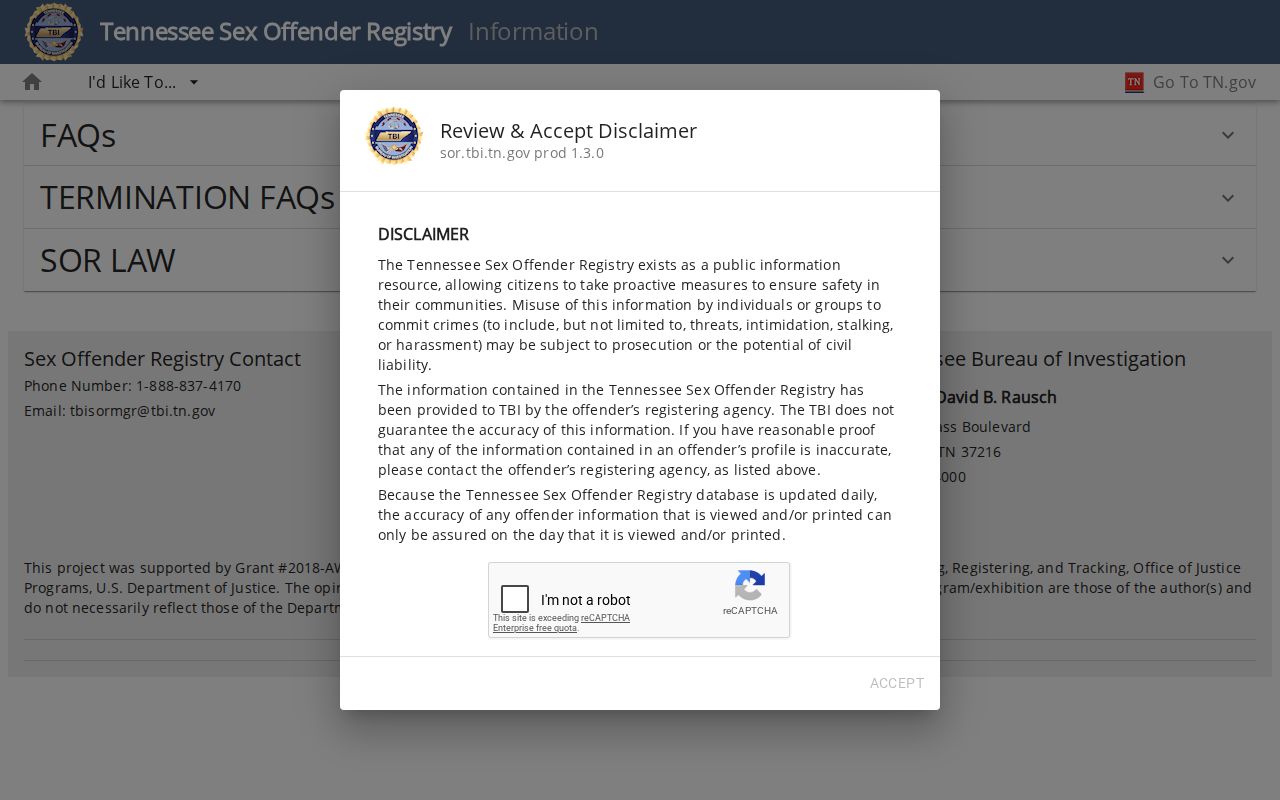 Robertson County sex offender registry rules and reporting guidance